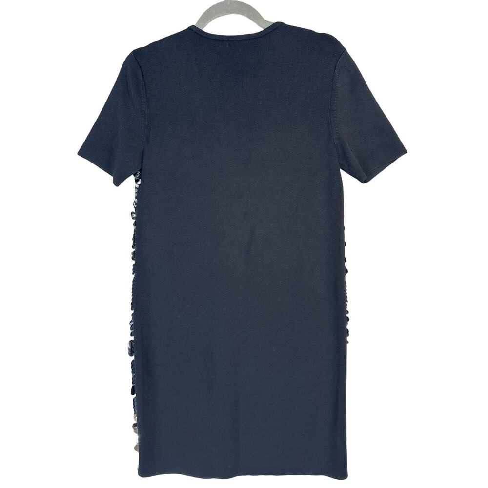 Tory Burch Silver Sequin Shirt Dress Black Knit S Short Sleeve Party Event - Picture 9 of 10